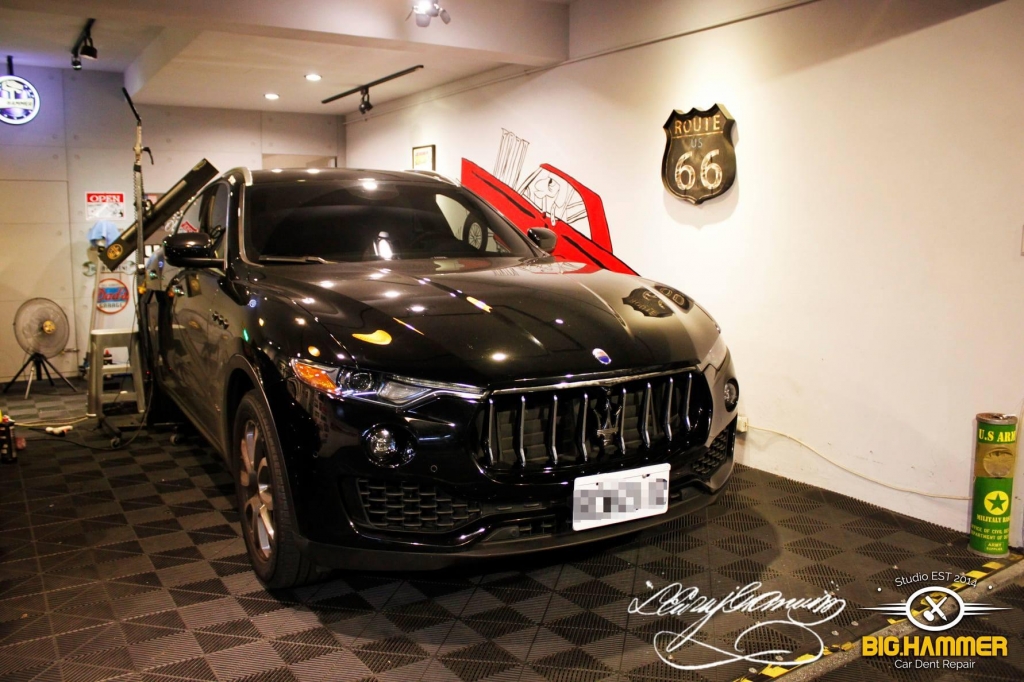 Maserati levante 引擎蓋前端鋁合金凹痕修理