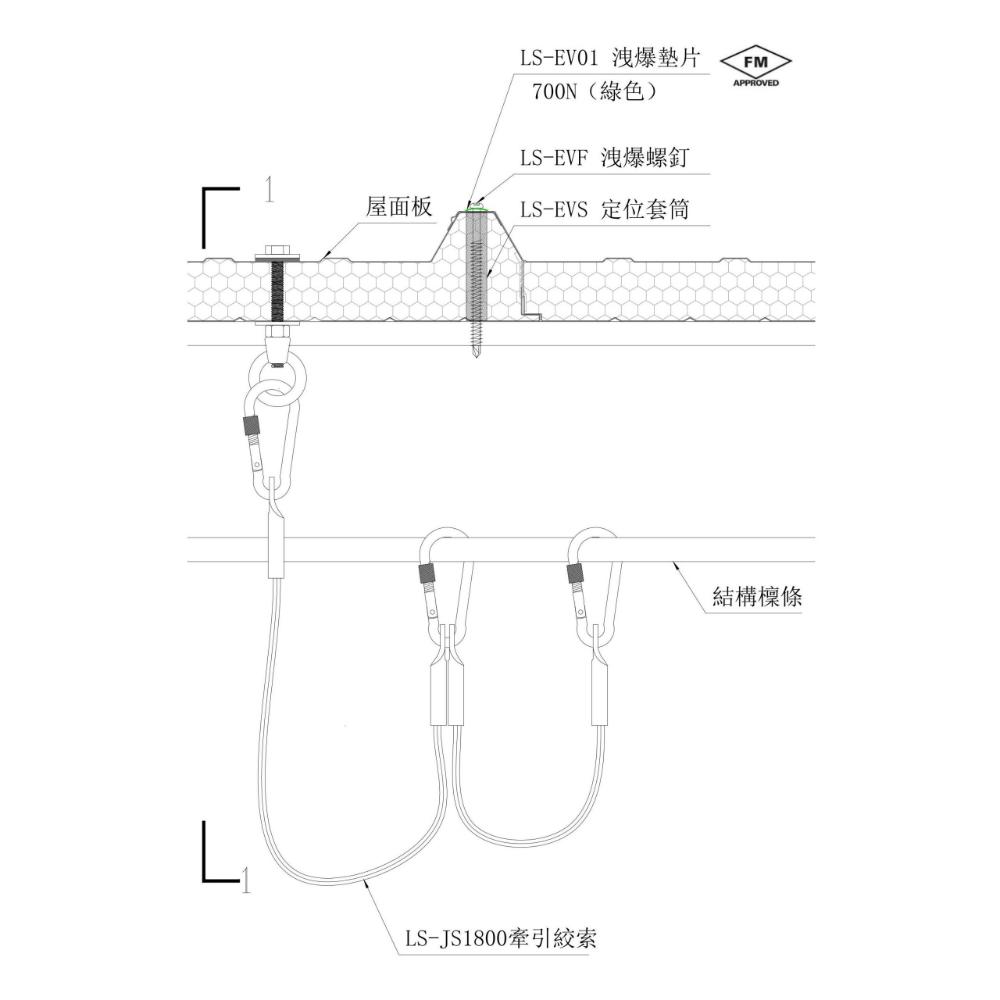 洩爆扣件及牽引絞索