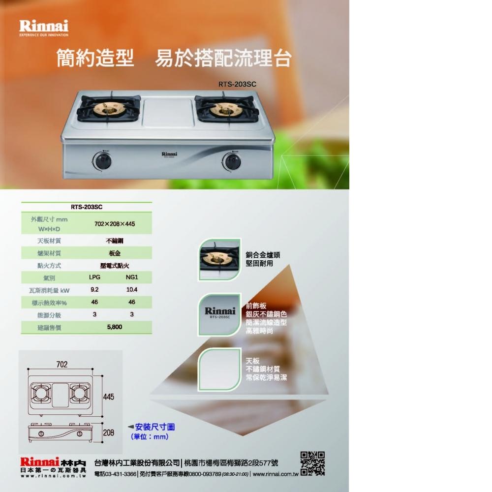 林內RTS-203SC 一般型雙口台爐