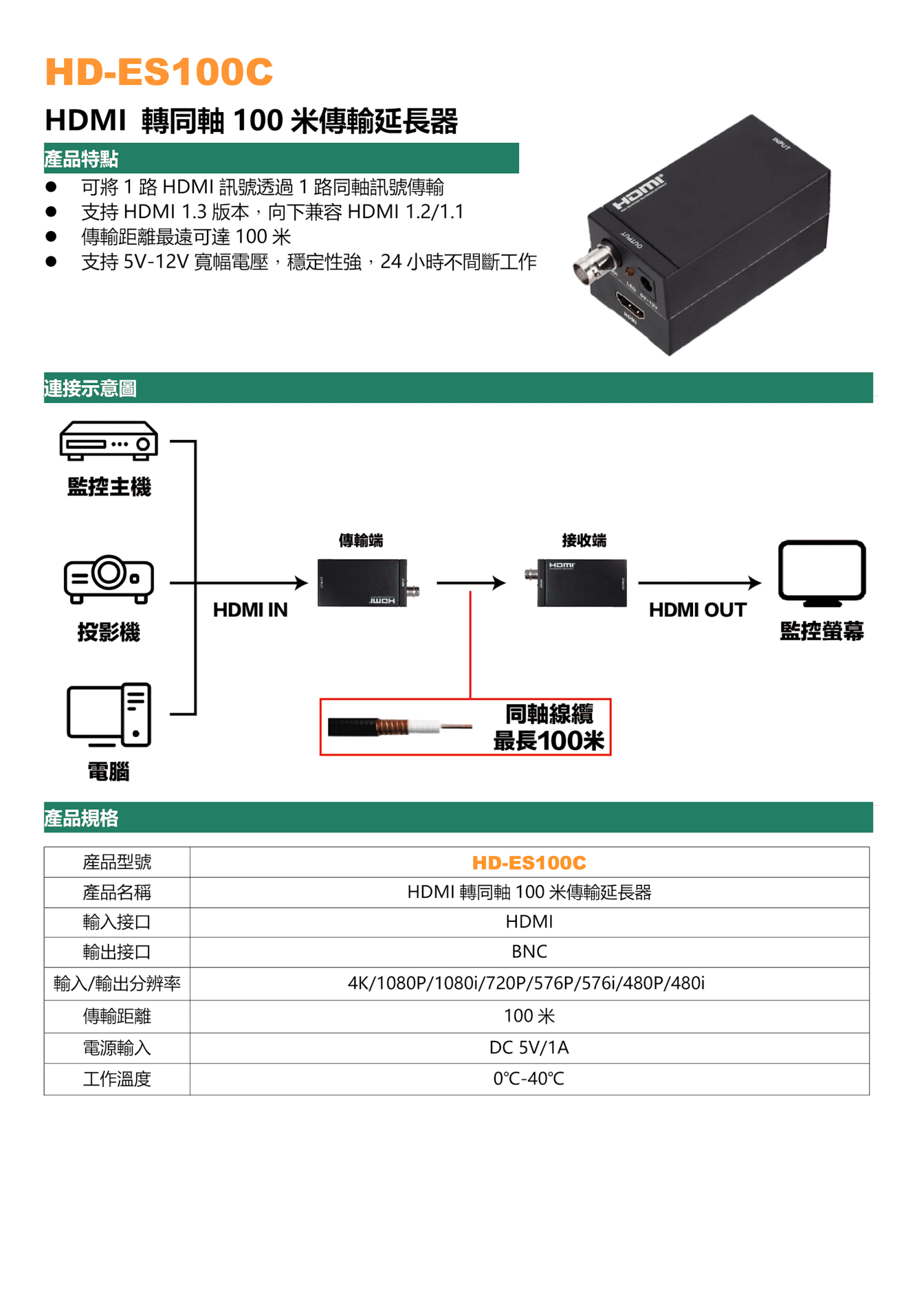 延長器 HD-ES100C