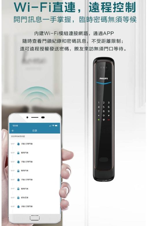飛利浦 702-8HWS人臉推拉式智能門鎖