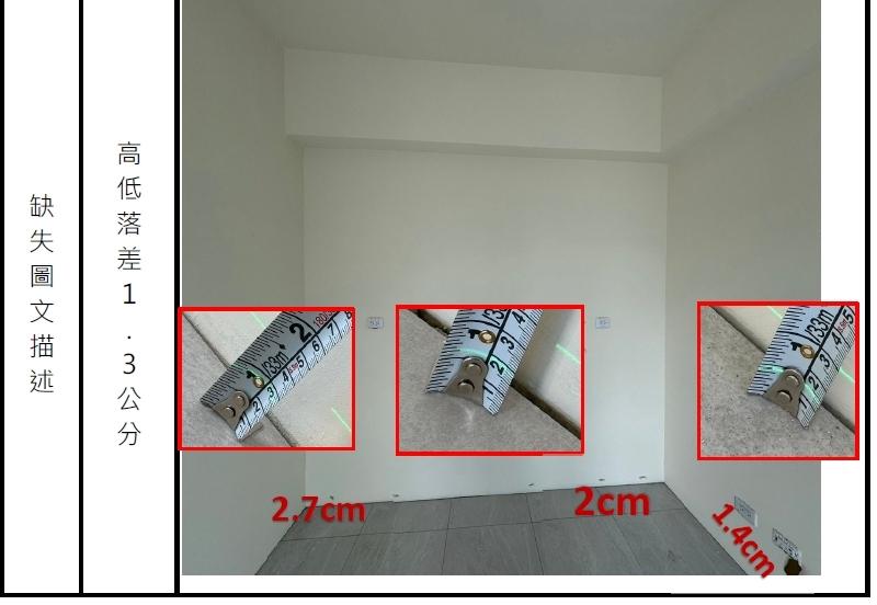 沙鹿區驗屋 暘光CITY 驗屋缺失-2 地平高低 台中驗屋公司推薦	